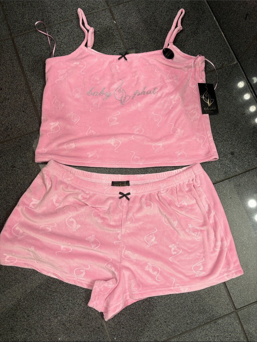 Baby Phat Pink Velvet Cami & Short Pajama Set